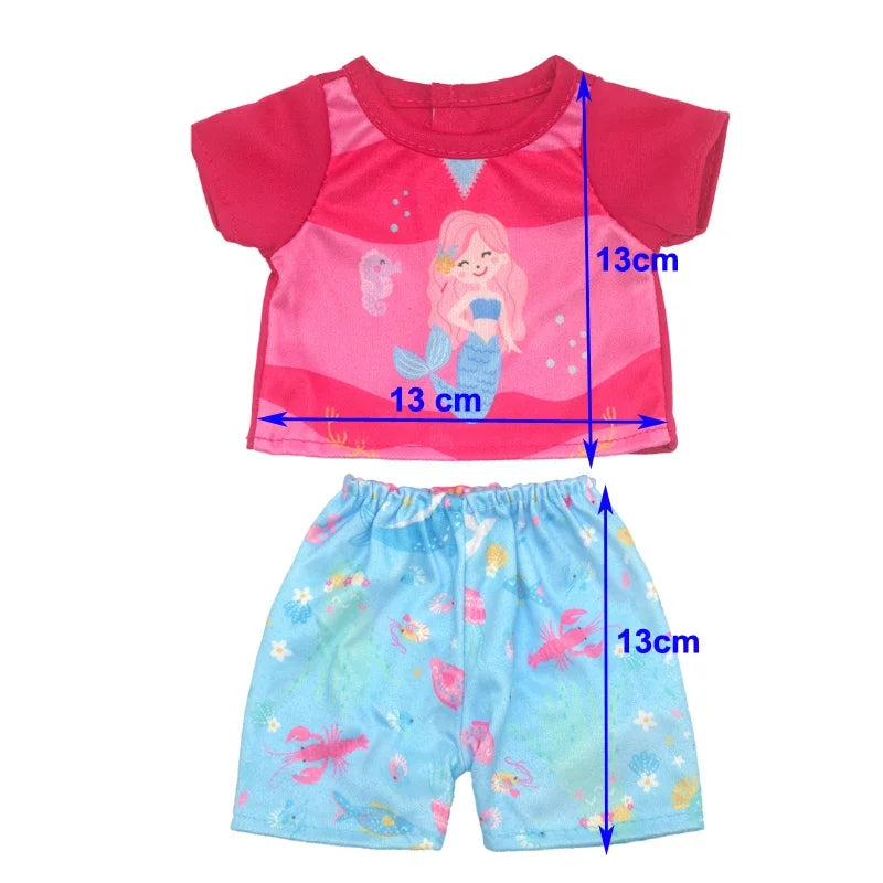 14 Inch Baby Doll Pink Dress 36cm Girl Doll Clothes Outfit Rompers Toys Clothing