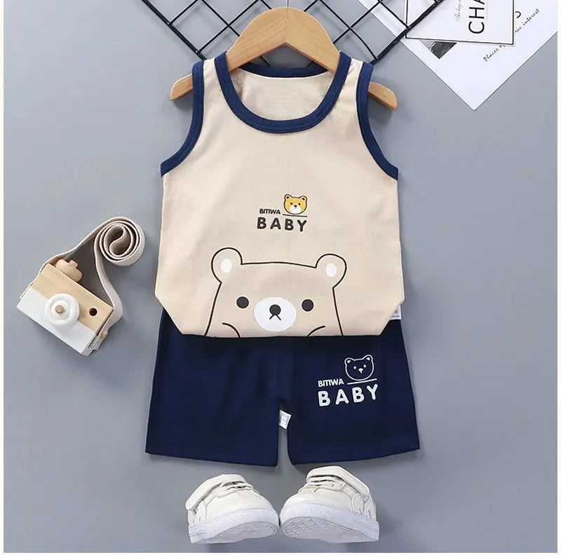 Kids Cotton Vest & Shorts Set – Summer Outfit, 9M–7Y