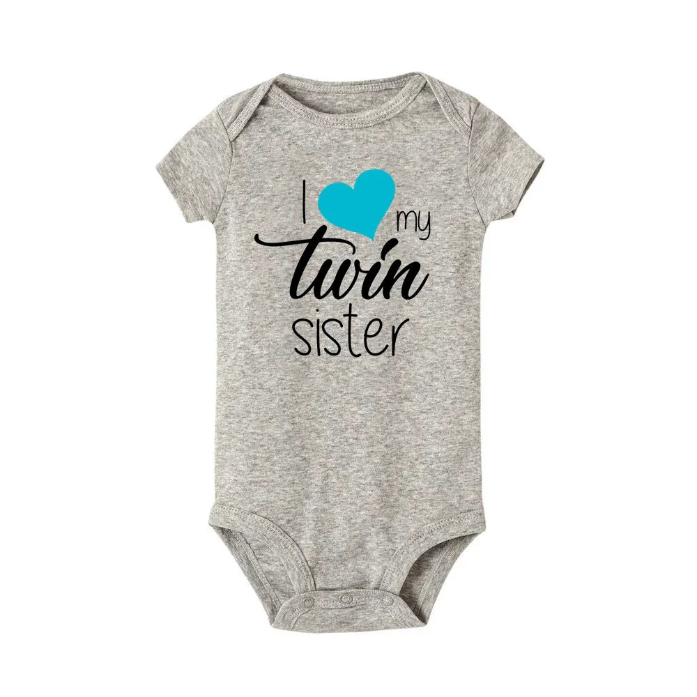 Twins Infant Bodysuit I Love My Twin Sister Brother Unisex Short Sleeve Newborn Romper Baby Gift
