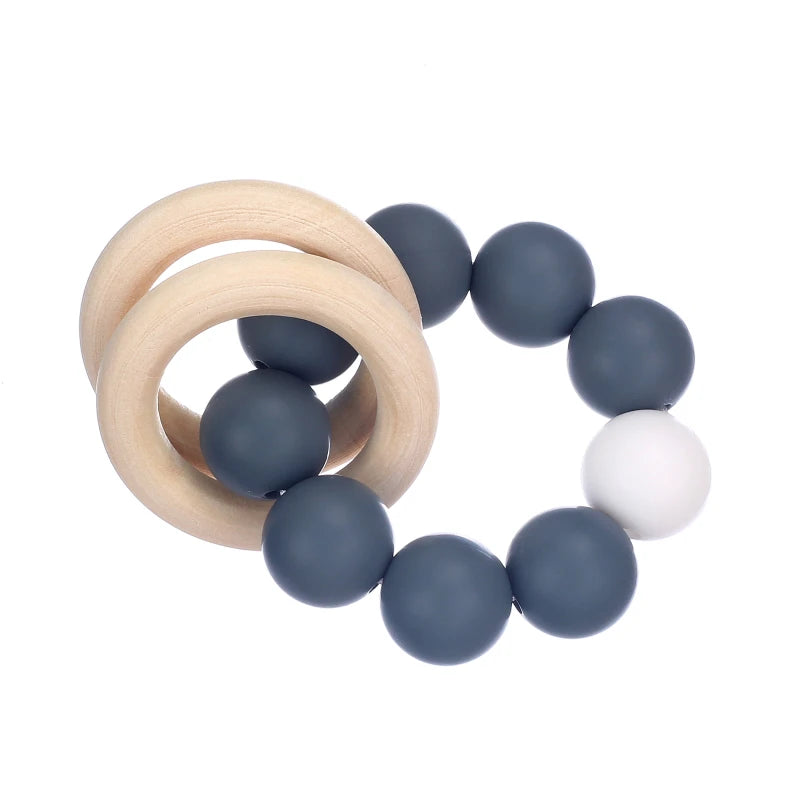 Wearable Teether Bracelet Wooden and Silicone Multicolour BPA Free