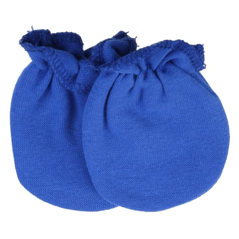 JU64 1 Pair Baby Anti Scratching Soft Cotton Gloves Newborn for Protection Face Scratch Hands Gloves Solid Color No Scratch M