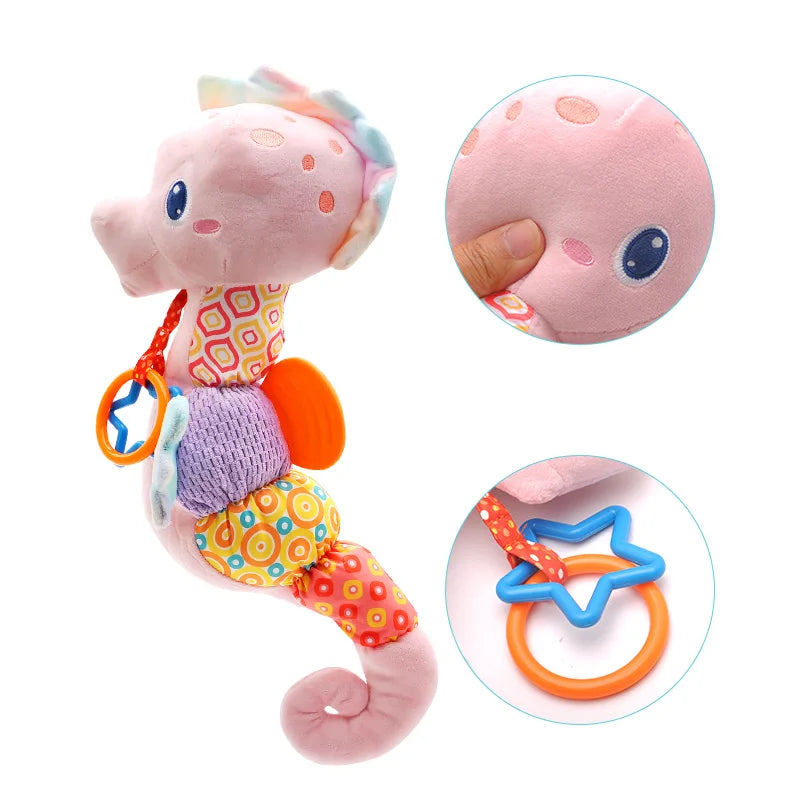 Baby Seahorse Plush Rattle Toy Polyester Multicolour Head Music