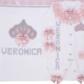 Dollbling Newborn Baby Outfits 5pcs Cotton Receiving Blanket Name Personalized  Crown Jewelry Angle Wings Welcome Home Romper