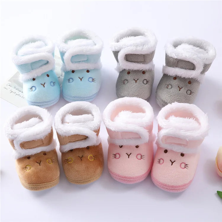 Newborn Baby Girl Boy Shoes First Walkers Winter Thick Warm Infant Baby Shoes Cute Toddler Baby Shoes for Girls Boys 0-9Month