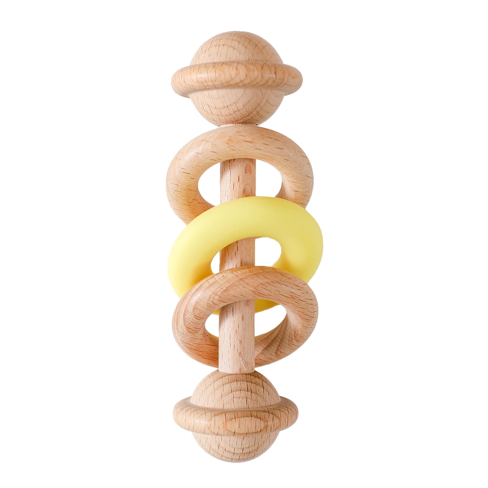 BPA Free Baby Toys Wooden Rattles Silicone Ring Rattles And Mobiles For 0 To 12 Months Sensory Toys Wooden Teether Gift