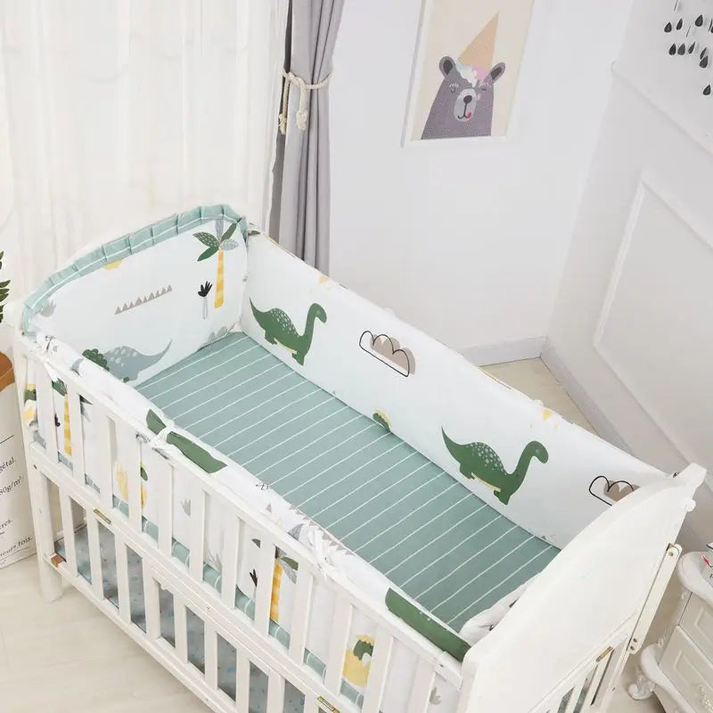 Cartoon Crib Liner 3D Mesh Cotton Baby Bed Bumper Baby Cot Bedding Sets Baby Bed Protector 5PCS Baby Bedding Set Bumpers+Sheet