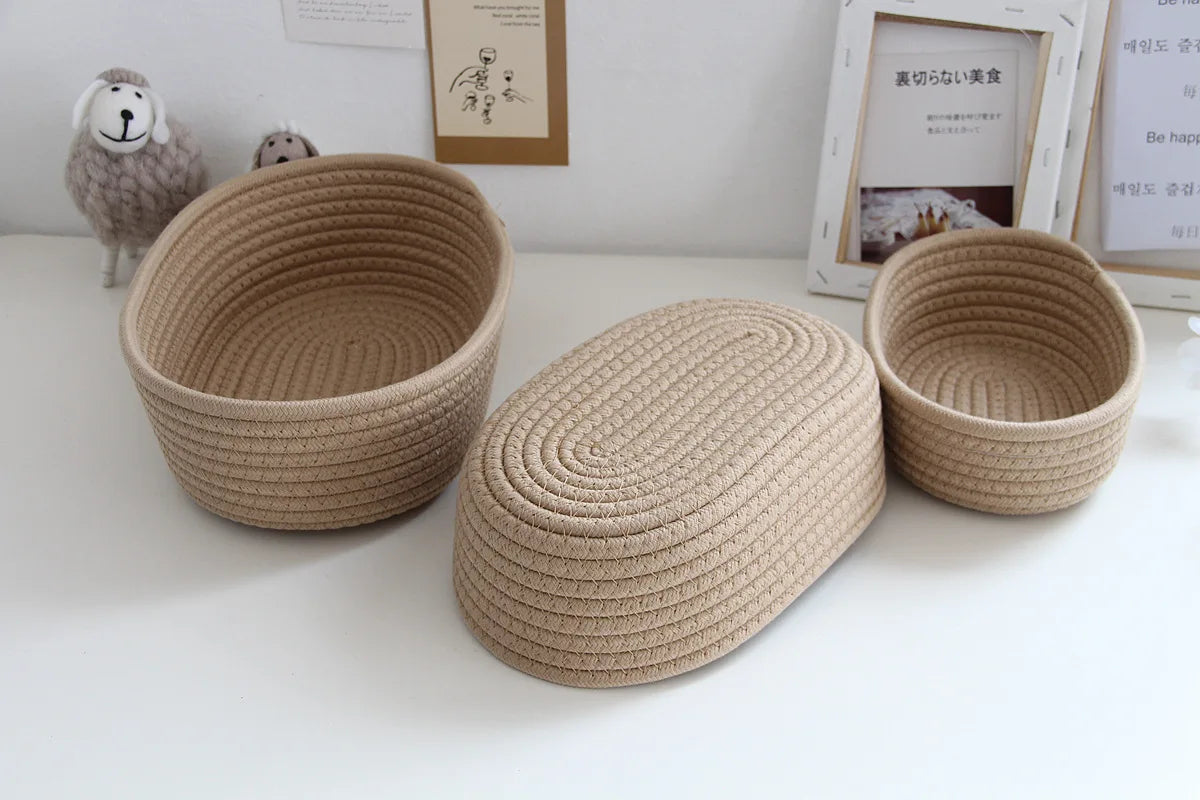 1PCS Nordic Cotton Rope Storage Baskets Woven Desktop Sundries Kids Toys Organizer Box Baby Dirty Clothes Laundry Basket Hamper