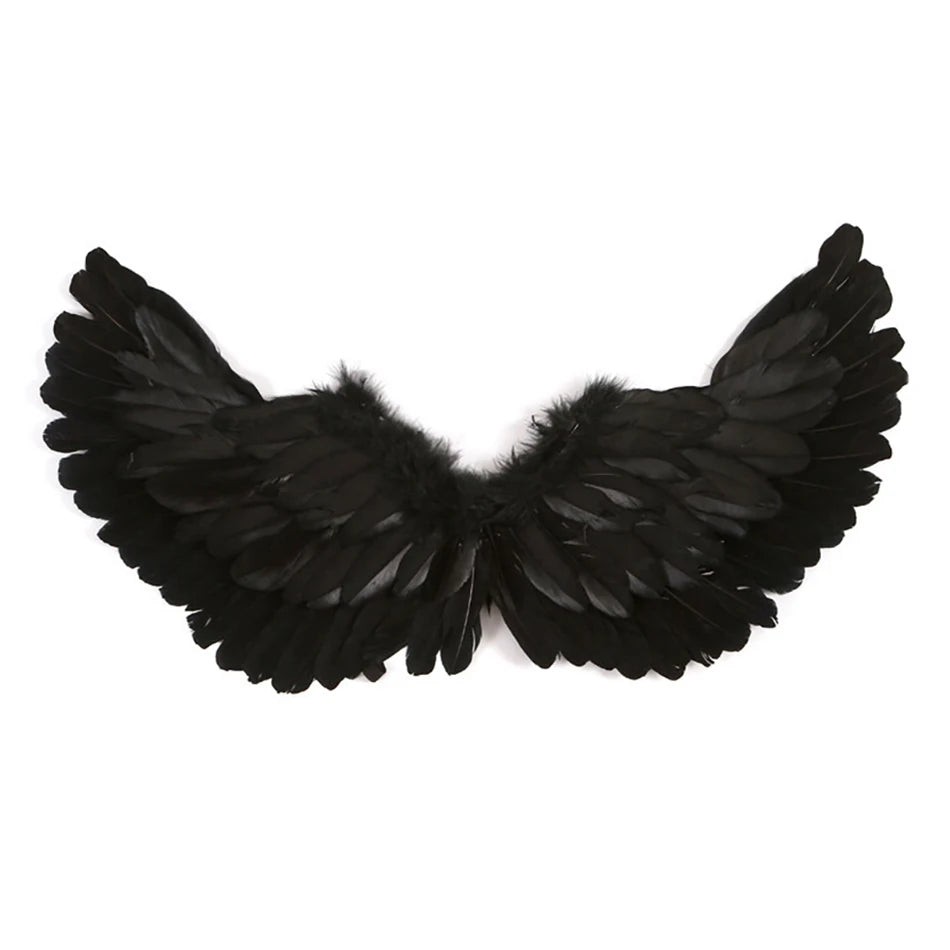 Faux Feather Angel Wings For Kids Halloween Cosplay Prop White Or Black Stage Accessory