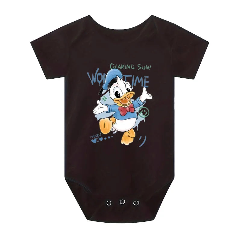 Newborn Baby Romper Bodysuit With Cartoon Daisy And Duck Print Disney Inspired Cute Casual Jumpsuit 0 To 12 Months