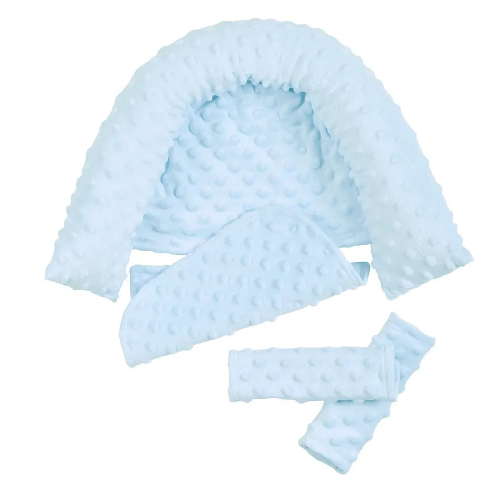 Baby Car Seat Head Support Pillow Must Haves Soft Dot Fleece 9 Colors Seat Belt Cover Baby Daily Travel Use Soft Protection Set