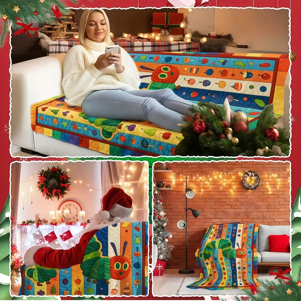 1PC Very Hungry Caterpillar Blanket 2D Printed Soft Cozy Flannel Throw Blanket for Bed Couch Sofa Nursery Warm Blanket Gift