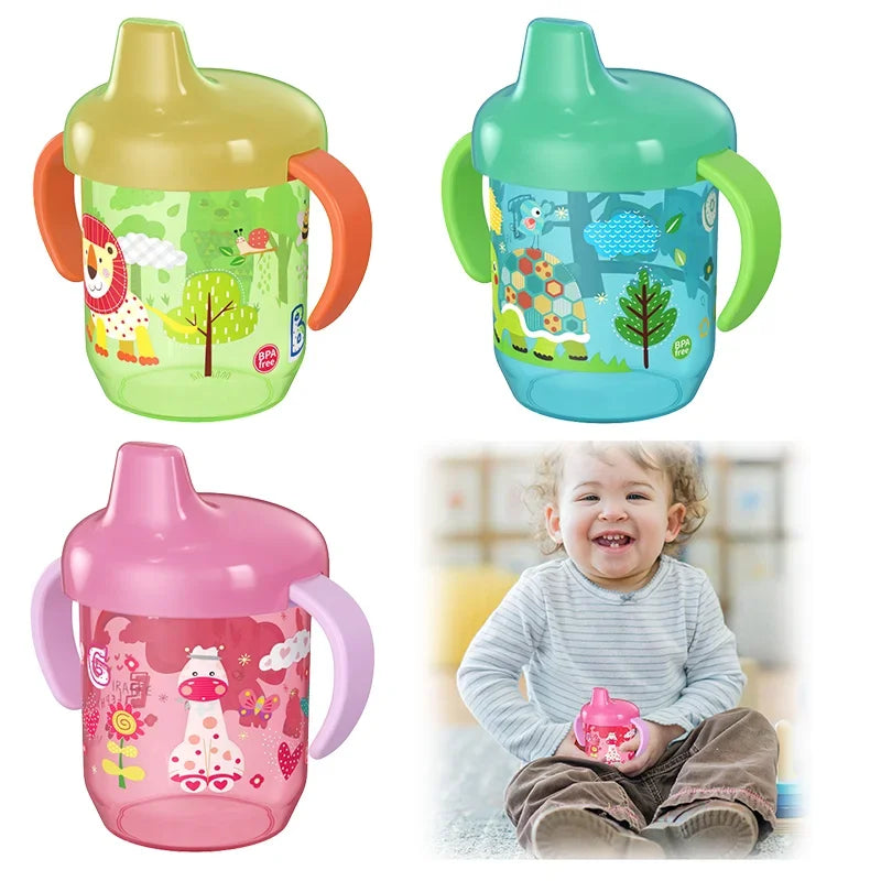 1PC Baby Anti-choking Straight Drinking Cup Special Learning Drinking Cup Duckbill Cup with Double Handle Flip Lid for Toddlers