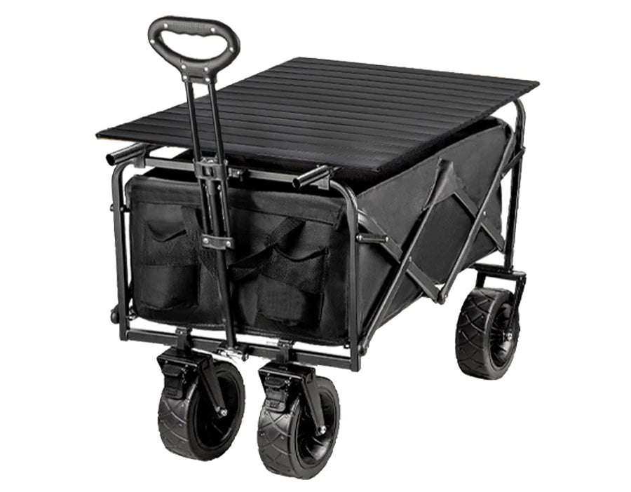 Heavy Duty Outdoor Folding Wagon Cart Large Capacity Collapsible Utility Trolley Portable for Garden Beach Camping