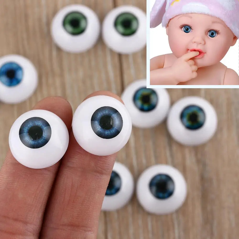 Realistic Half Round Doll Eyes Acrylic Grey and Brown Flat Back
