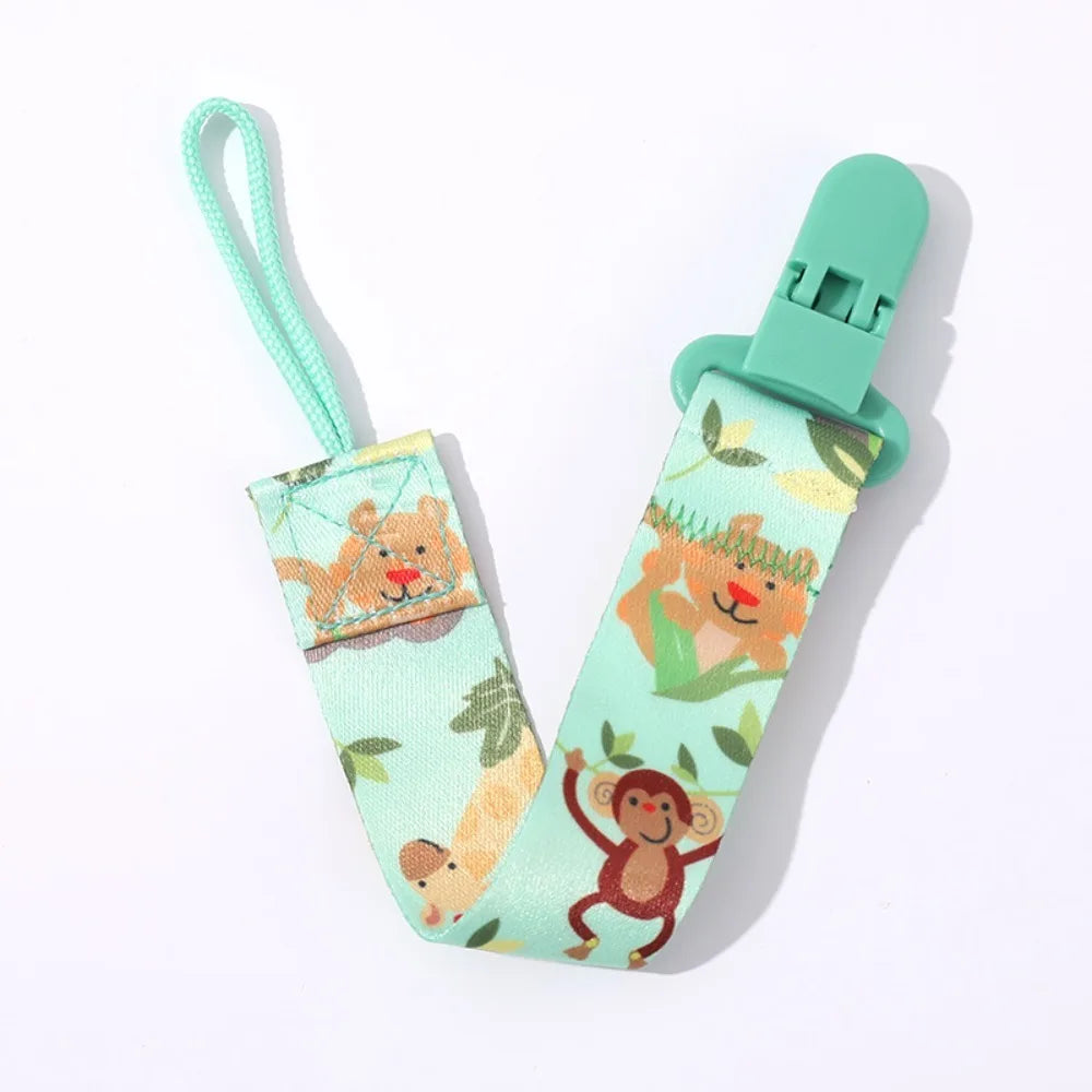 Cute Cartoon Baby Pacifier Clips Ribbon Adjustable Dummy Clip Anti-drop Buckle Strap Fixed Button Pacifier Chain