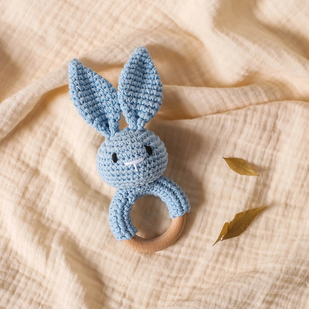 Bunny Rattle Crochet Yarn Natural Four-Colour Rabbit Motif