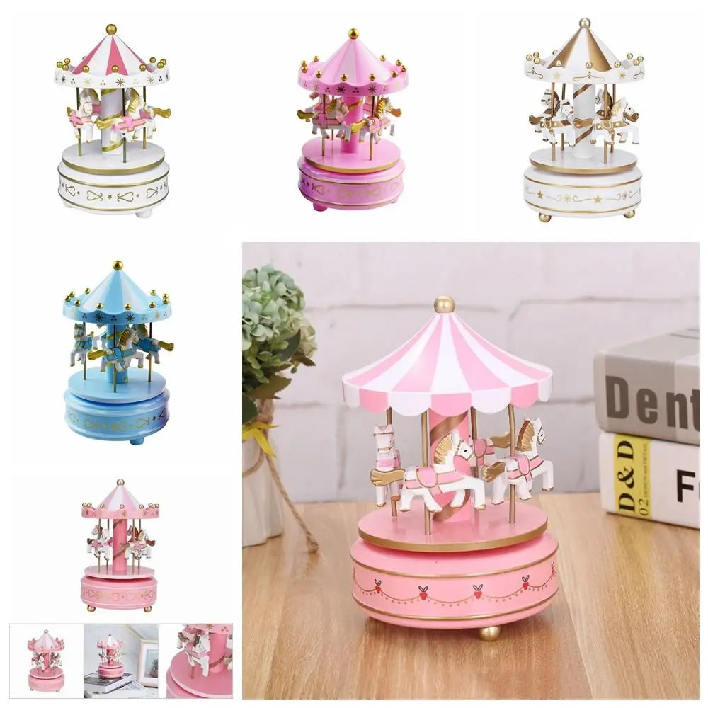 Creative Fantasy Christmas Holiday Decor Carousel Music Box Easy Use Carousel Ferris Wheel Ornaments