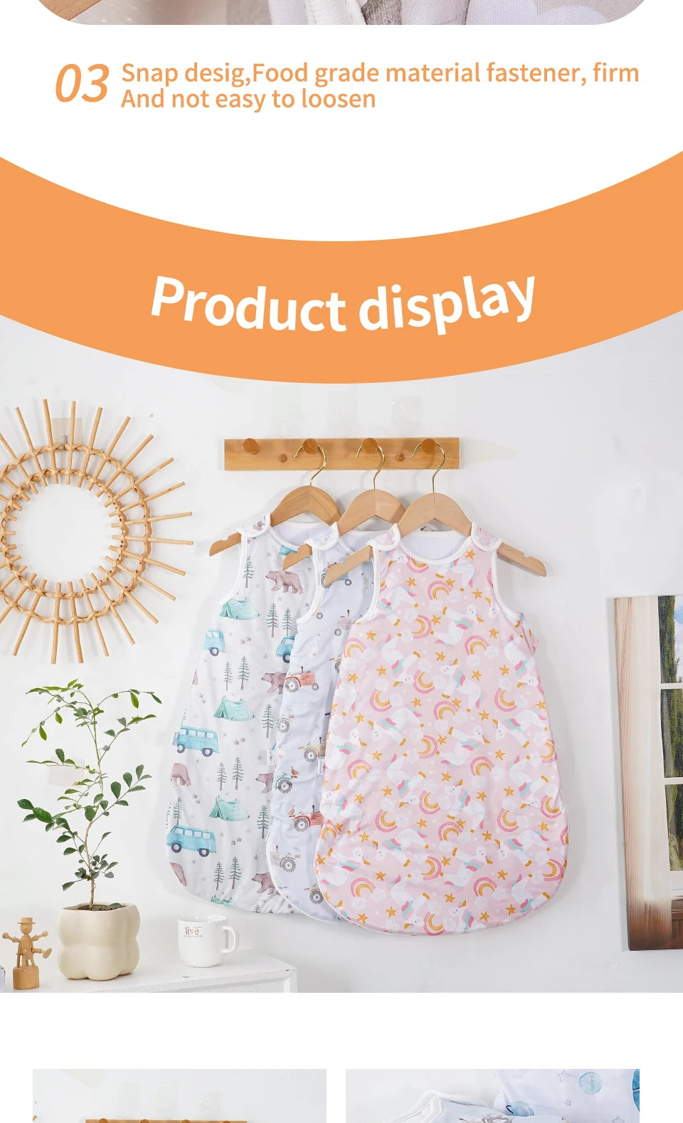Elinfant Cozy Soft Thick Baby Sleeping Bag For Autumn Winter Sleeveless Design Sleep Sacks