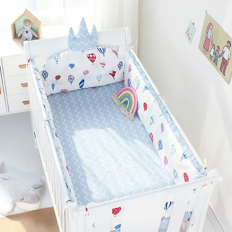 5pcs Nordic Crown Cushion Cot Bumpers Baby Bed Bedding Kit Baby Bedding Cotton Removable Washable Baby Crib Side Protector Set