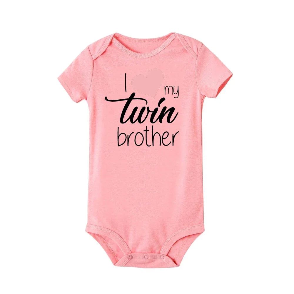 Twins Infant Bodysuit I Love My Twin Sister Brother Unisex Short Sleeve Newborn Romper Baby Gift