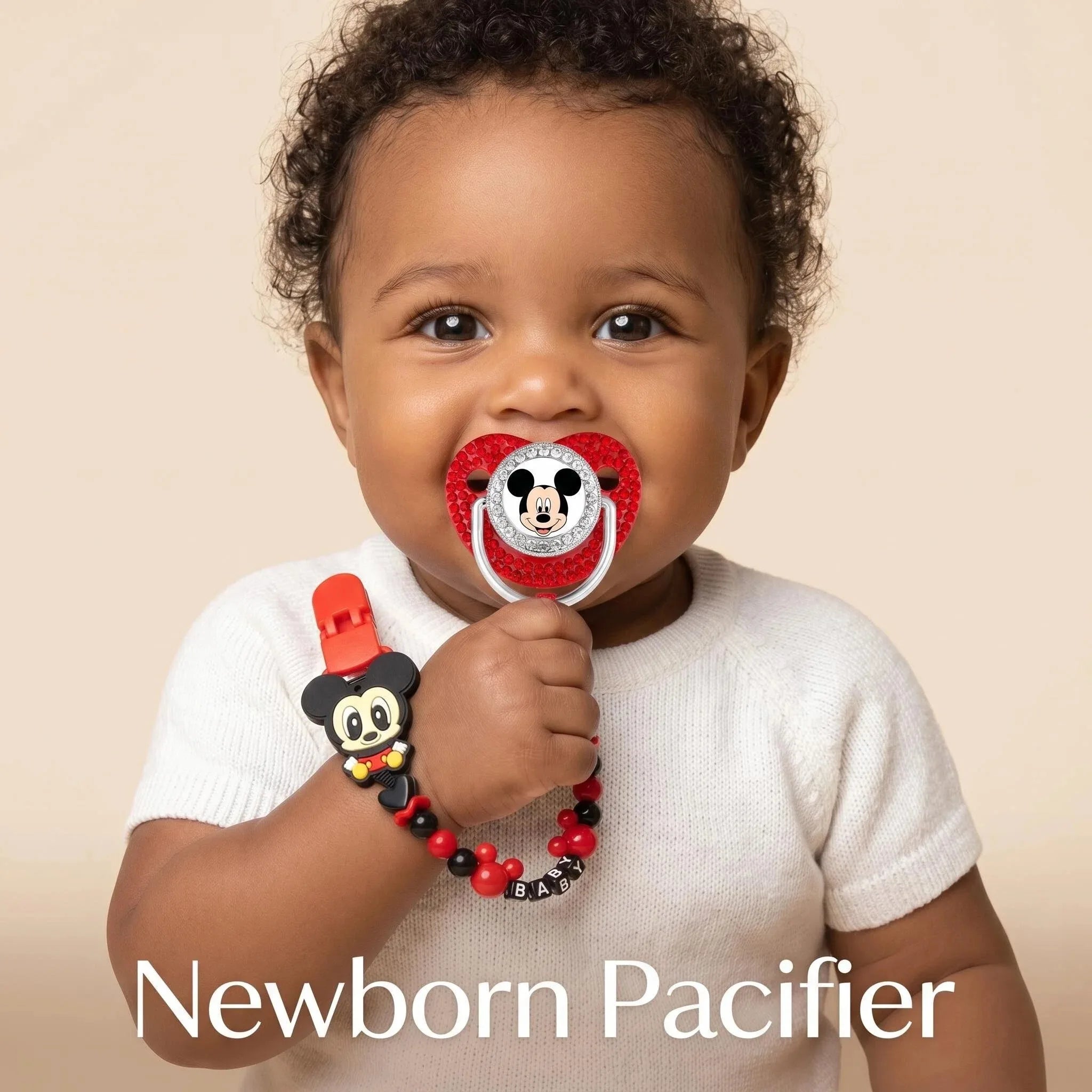 Newborn baby pacifier and personalized custom pacifier holder BPA-free luxury pacifier baby feeding gift 0-18M