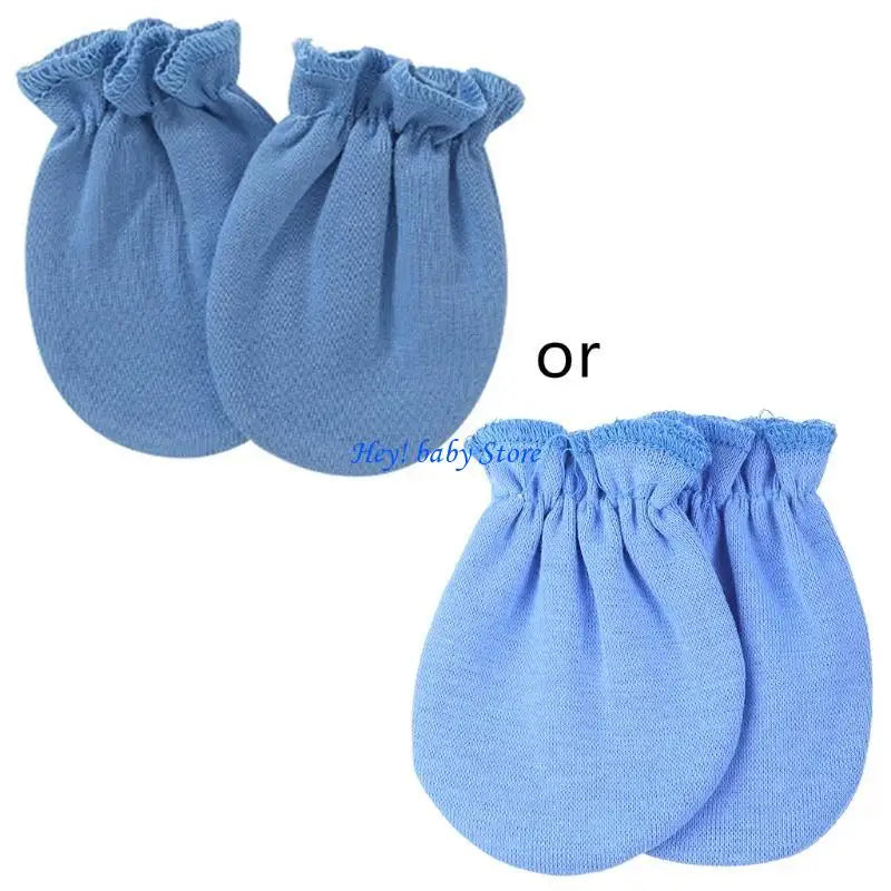 JU64 1 Pair Baby Anti Scratching Soft Cotton Gloves Newborn for Protection Face Scratch Hands Gloves Solid Color No Scratch M