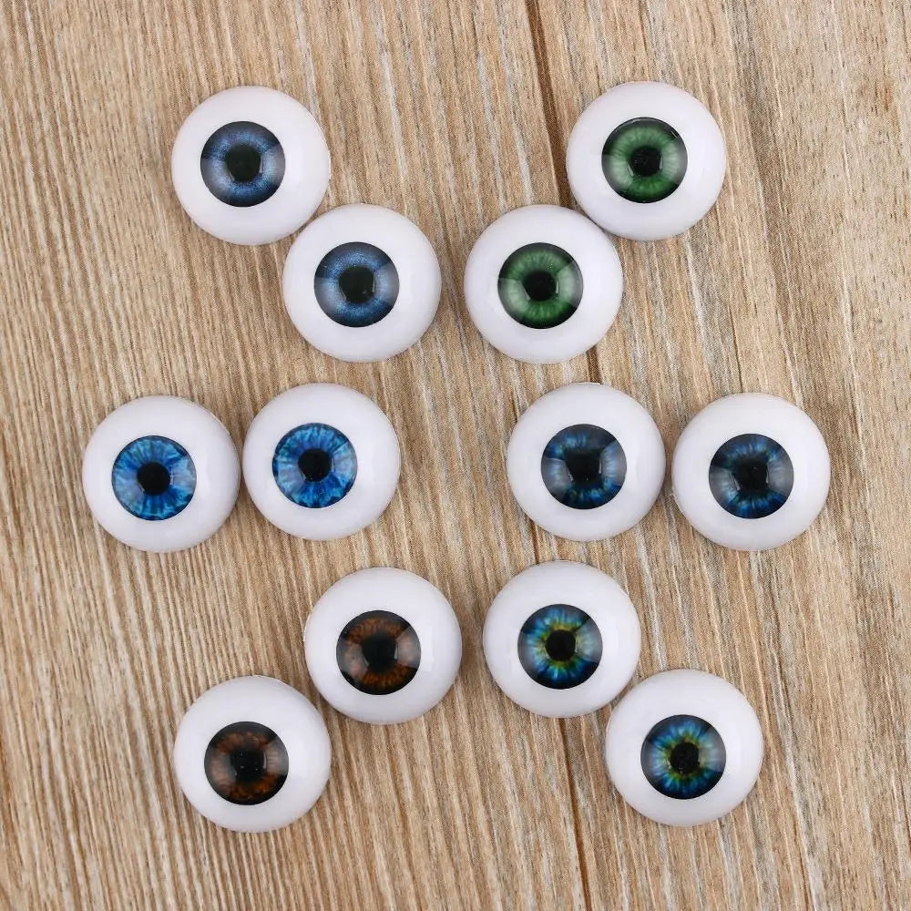 Realistic Half Round Doll Eyes Acrylic Grey and Brown Flat Back