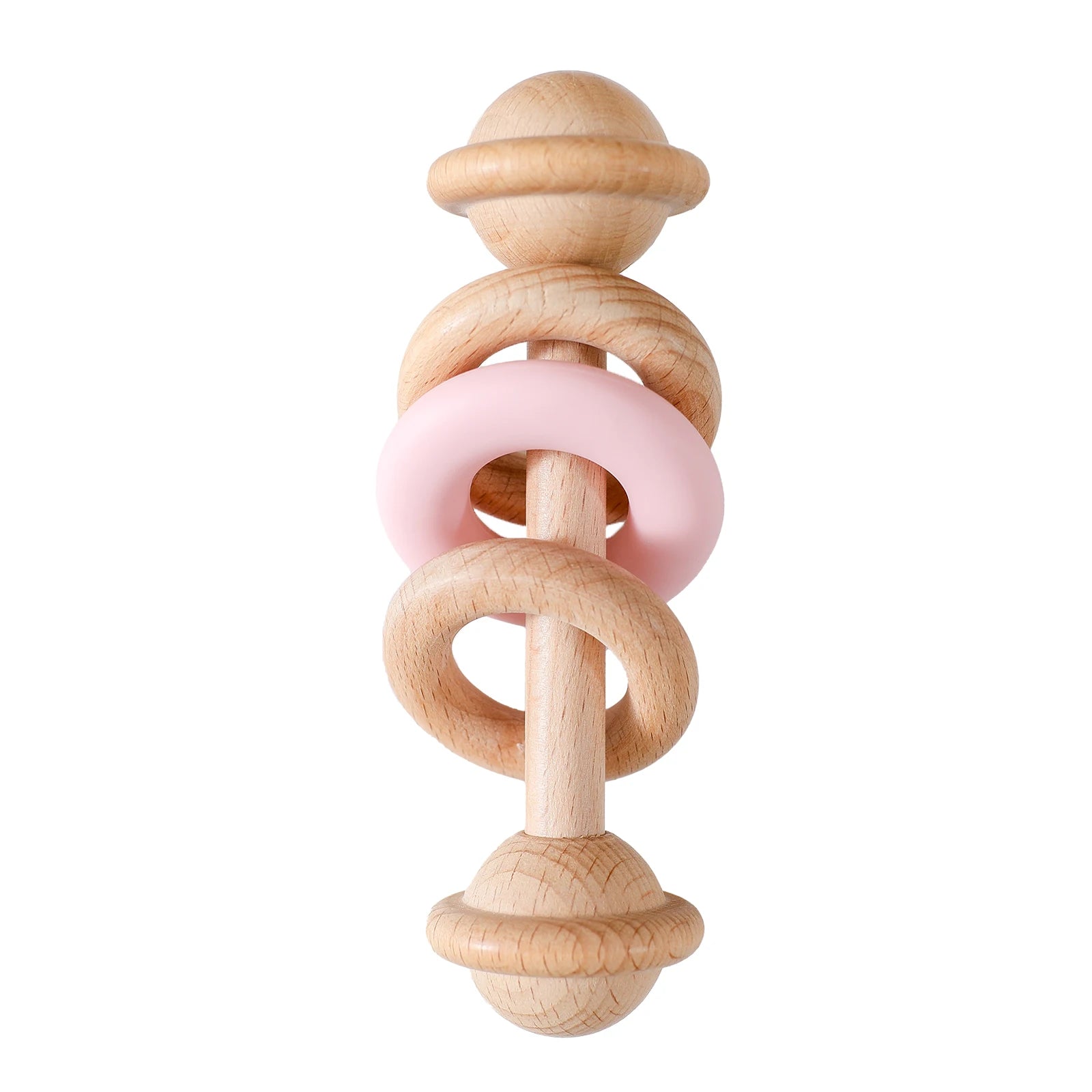 BPA Free Baby Toys Wooden Rattles Silicone Ring Rattles And Mobiles For 0 To 12 Months Sensory Toys Wooden Teether Gift