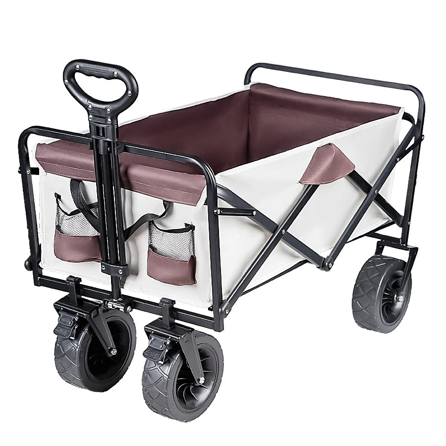 Heavy Duty Outdoor Folding Wagon Cart Large Capacity Collapsible Utility Trolley Portable for Garden Beach Camping