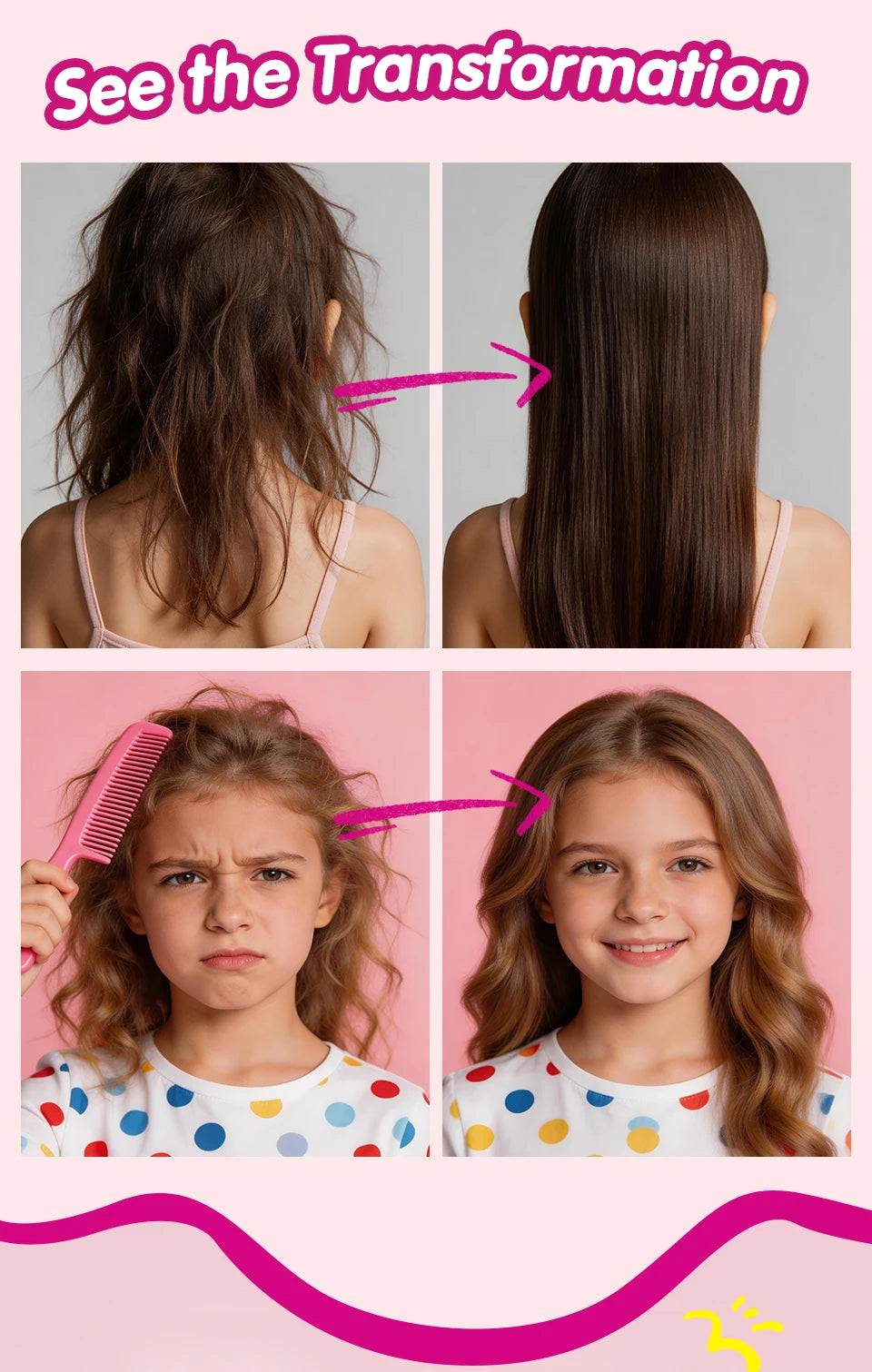 Kids Hair Detangler Spray 100ml Leave-In Conditioning Elixir for Tangle-Free Hair Adds Shine & Moisture Breakage & Reduces Frizz