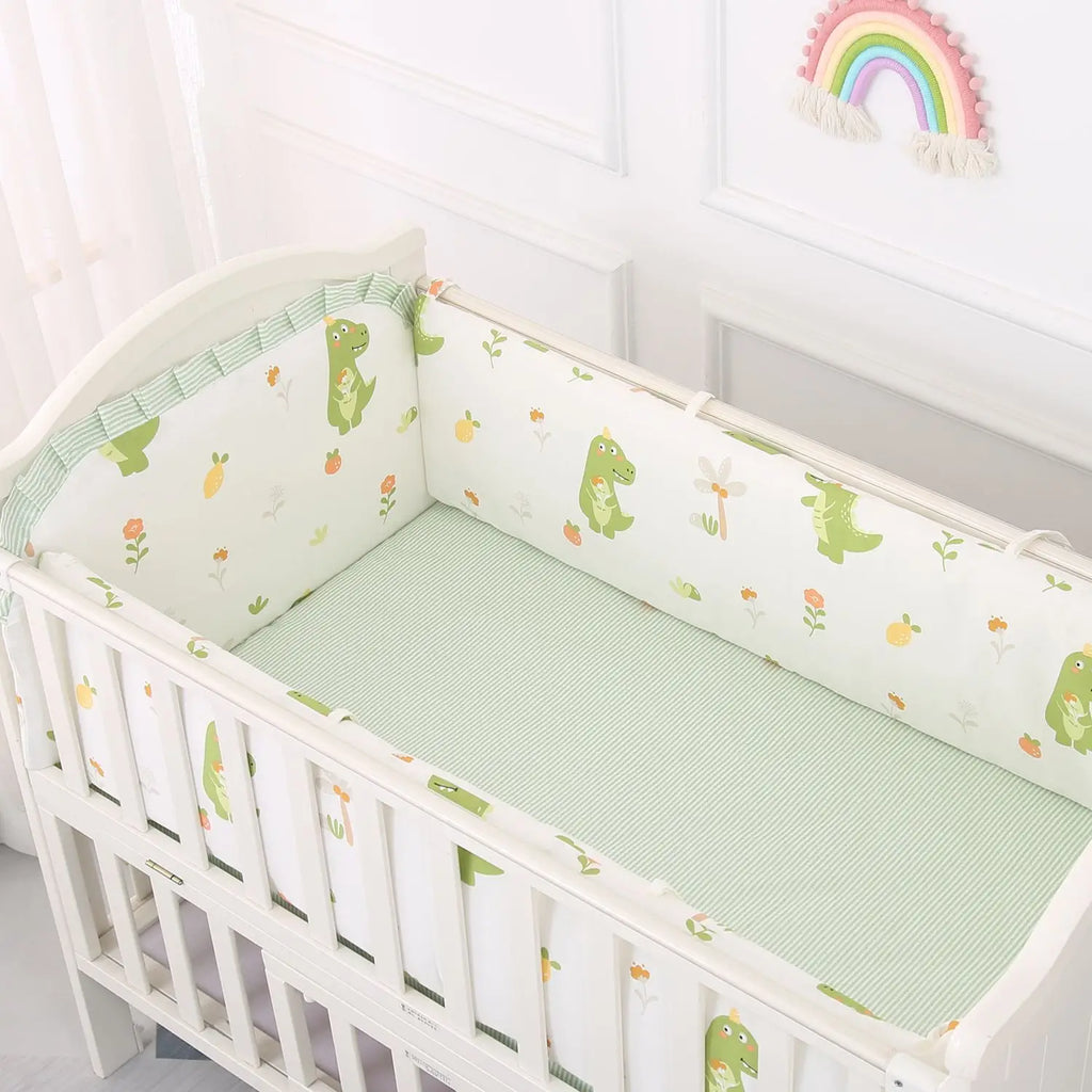 Cartoon Crib Liner 3D Mesh Cotton Baby Bed Bumper Baby Cot Bedding Sets Baby Bed Protector 5PCS Baby Bedding Set Bumpers+Sheet