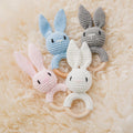 Bunny Rattle Crochet Yarn Natural Four-Colour Rabbit Motif