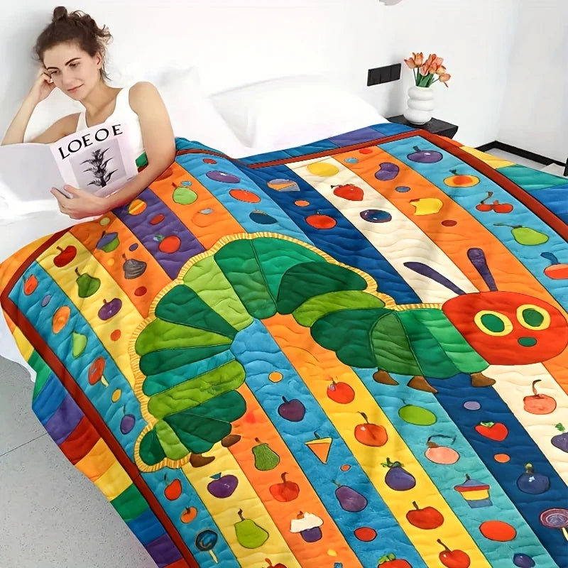 1PC Very Hungry Caterpillar Blanket 2D Printed Soft Cozy Flannel Throw Blanket for Bed Couch Sofa Nursery Warm Blanket Gift