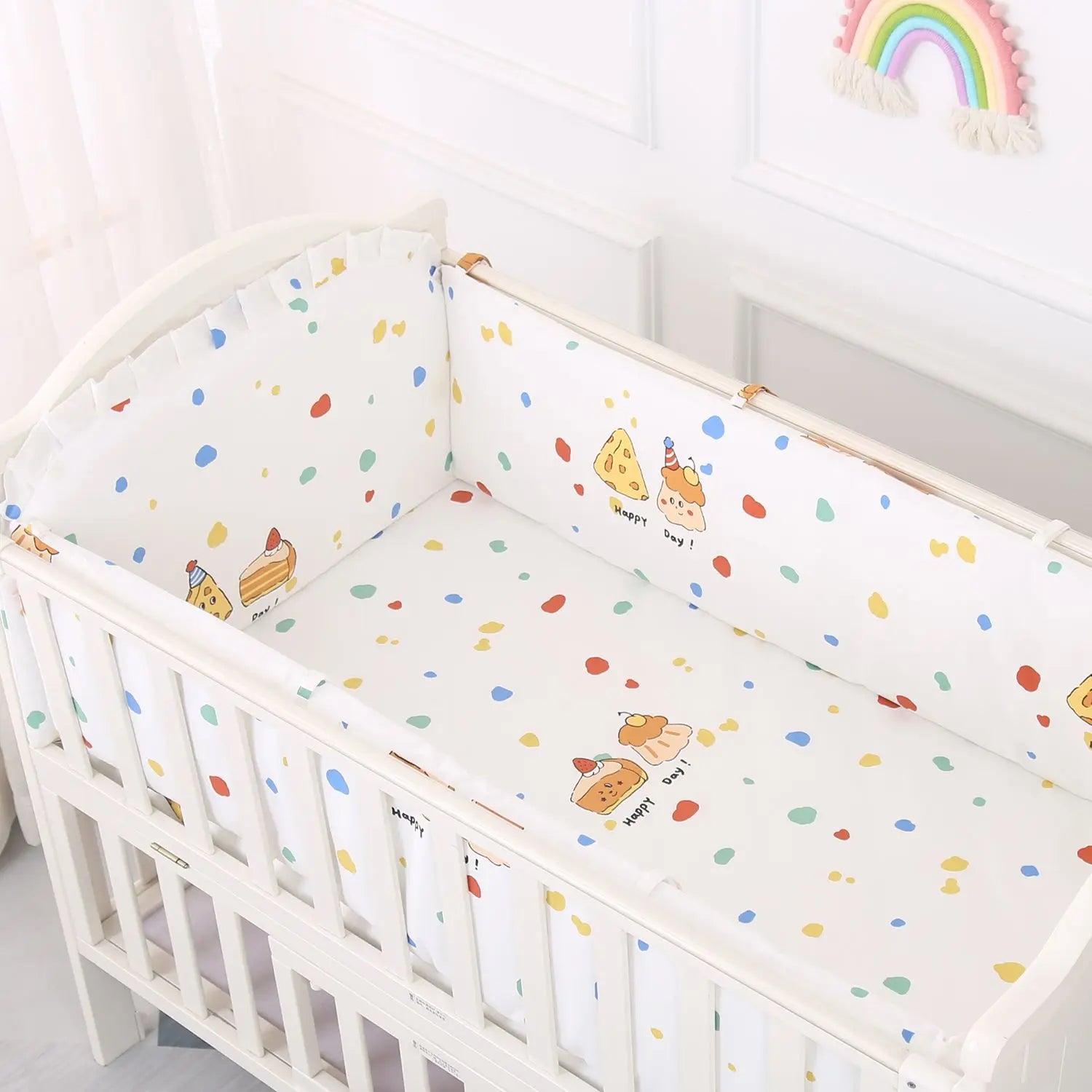 Cartoon Crib Liner 3D Mesh Cotton Baby Bed Bumper Baby Cot Bedding Sets Baby Bed Protector 5PCS Baby Bedding Set Bumpers+Sheet