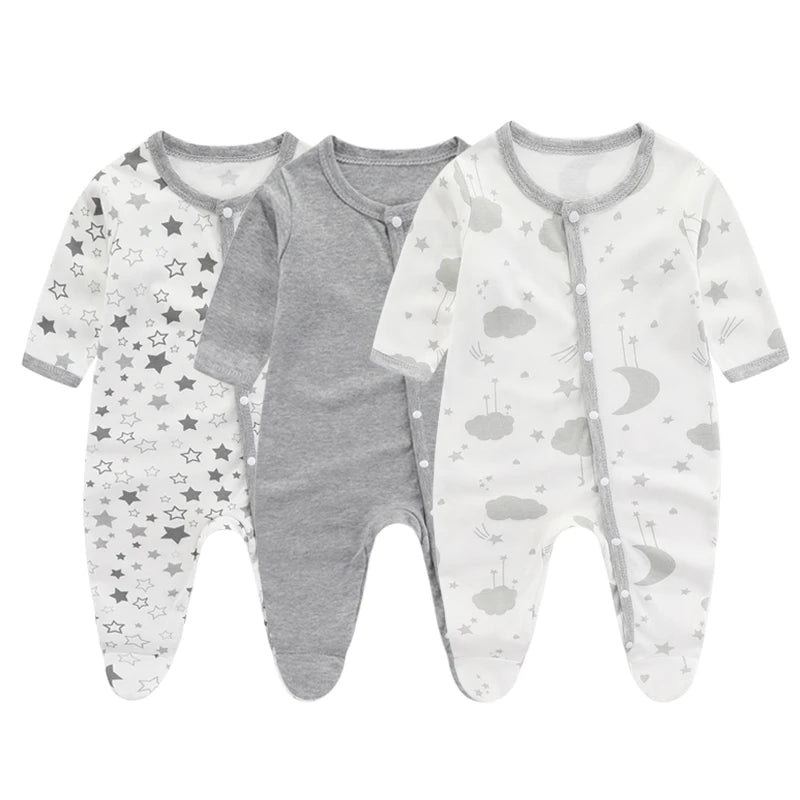 Newborn Bodysuit Cotton Autumn and Winter Long Sleeve Baby Onesies Soft Baby Clothes Footed Onesies Cartoon Boys Romper 0-9Month