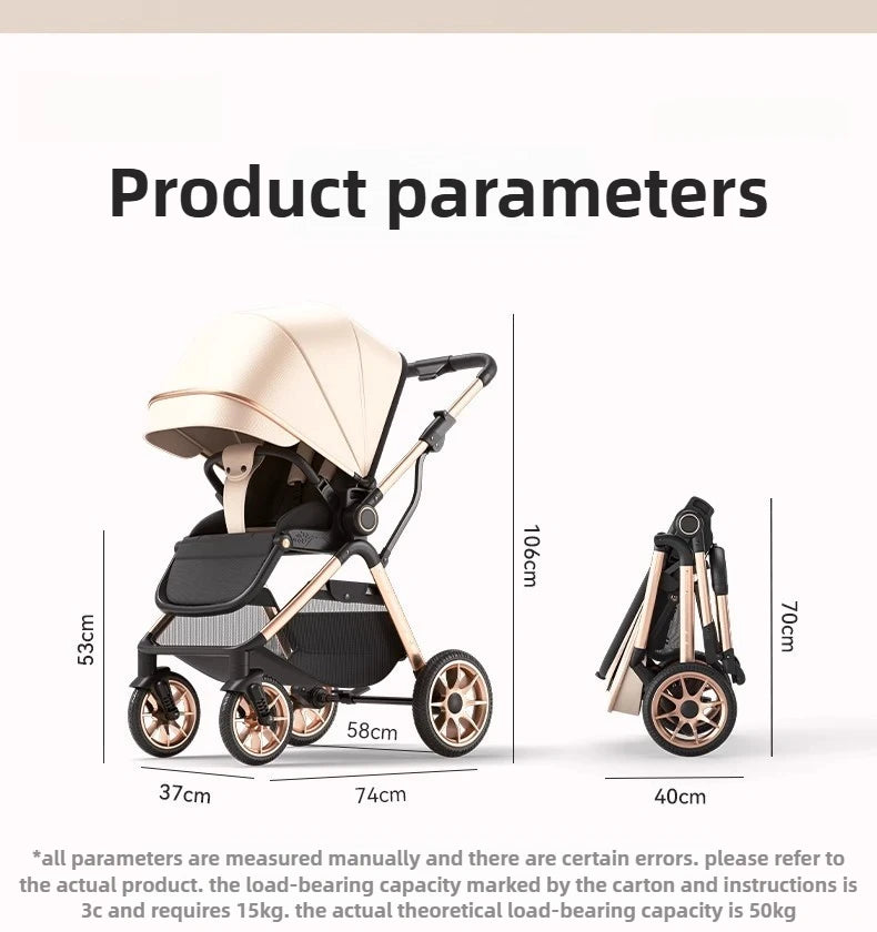 2025 New High-view Baby Stroller Can Sit or Lie Down Two-way Push, Lightweight, Foldable and Portable Baby Stroller