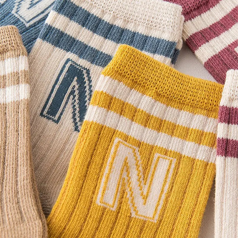 Baby Knee-High Socks 3-Pack – Cotton Letter Stripe