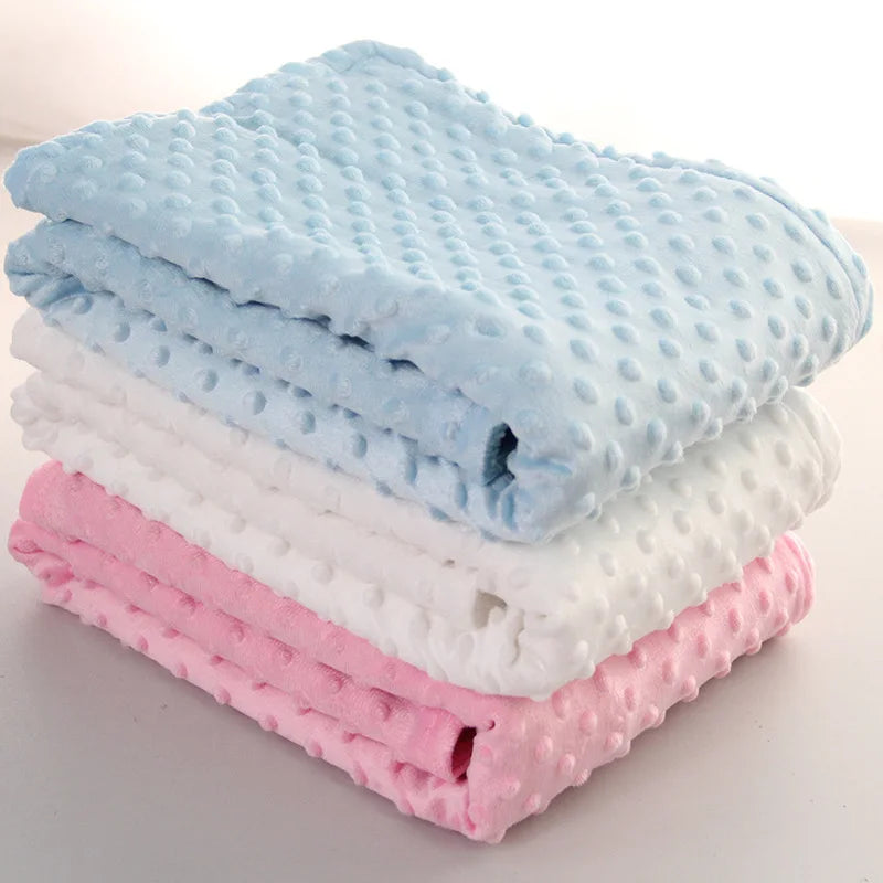 Newborn Baby Blanket Warm Fleece Thermal Soft Stroller Sleep Cover White Pink Beanie Infant Bedding Swaddle Wrap Kids Bath Towel
