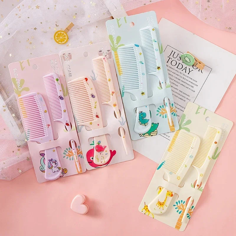 Cute Portable Anti-Static Plastic Hairdressing Comb Hairdressing 2Pcs For Girls Hair Comb Cartoon Baby Child Kids Hair Comb Set