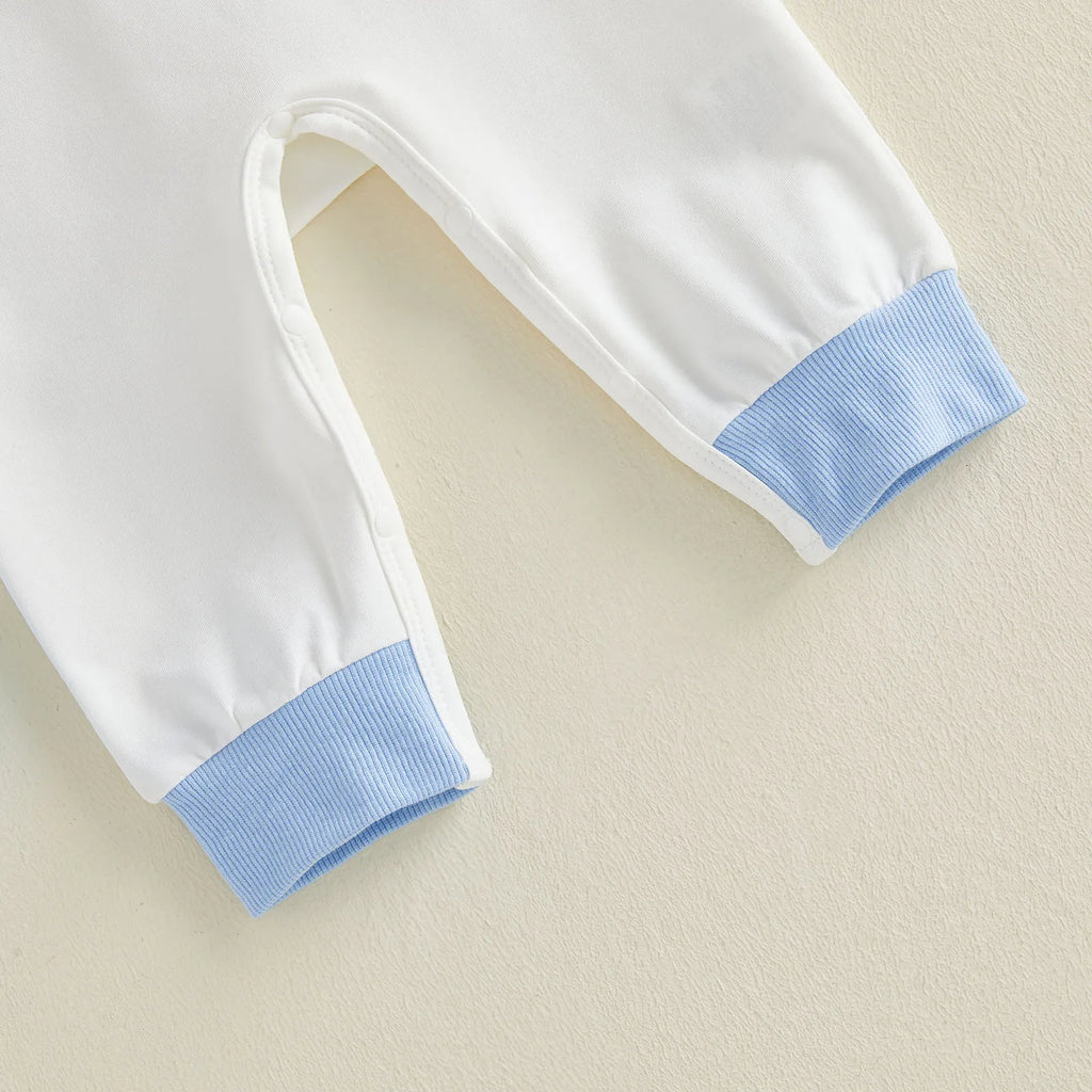 Cute Baby Easter Romper Bunny Letter Embroidered Plaid Long Sleeve Crew Neck Newborn Baby Rabbit Jumpsuit Costume