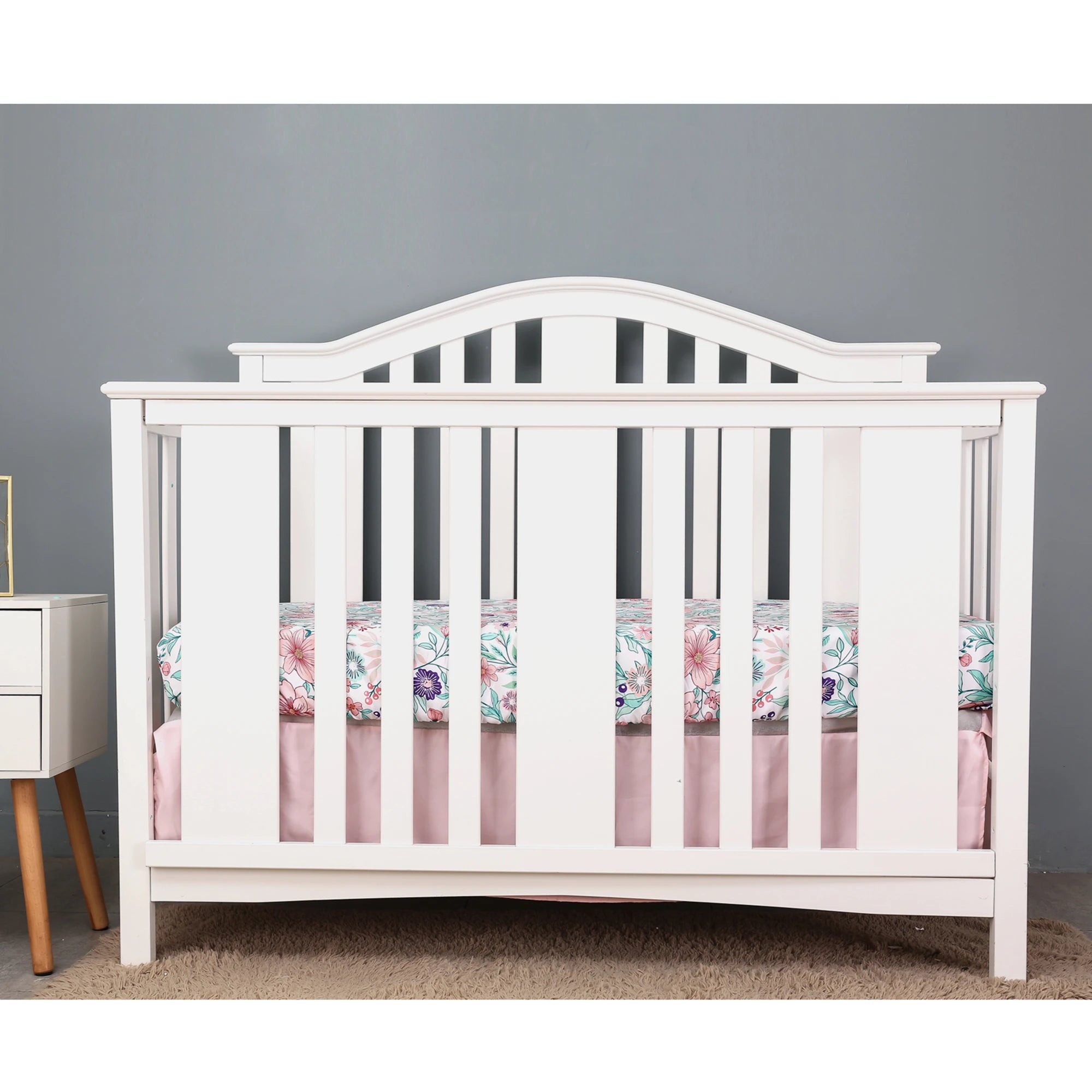 4Pcs Flower Giraffe luxury Baby Girl Cot Bedding Crib Set Cunas para Bebes (Comforter Fitted Sheet Crib Skirt Blanket)
