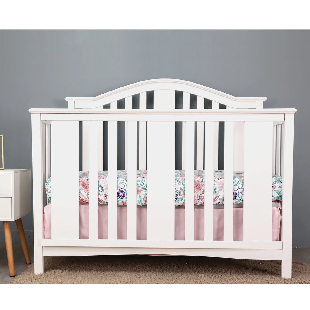 4Pcs Flower Giraffe luxury Baby Girl Cot Bedding Crib Set Cunas para Bebes (Comforter Fitted Sheet Crib Skirt Blanket)