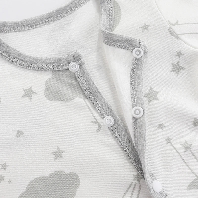 Newborn Bodysuit Cotton Autumn and Winter Long Sleeve Baby Onesies Soft Baby Clothes Footed Onesies Cartoon Boys Romper 0-9Month