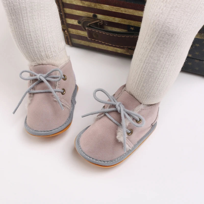 0-18M For Newbor Winter Baby Boots For Boys And Girls Walking Shoes With Lace Up Comfortable And Soft for Pre-School Children