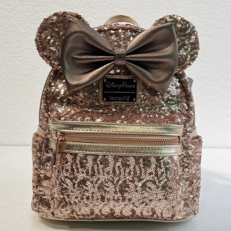 Mickey Fashion Backpack Travel Portable Storage Bag Creative Sequin Element Design Outdoor Travel Practical Peripheral Fun Gifts
