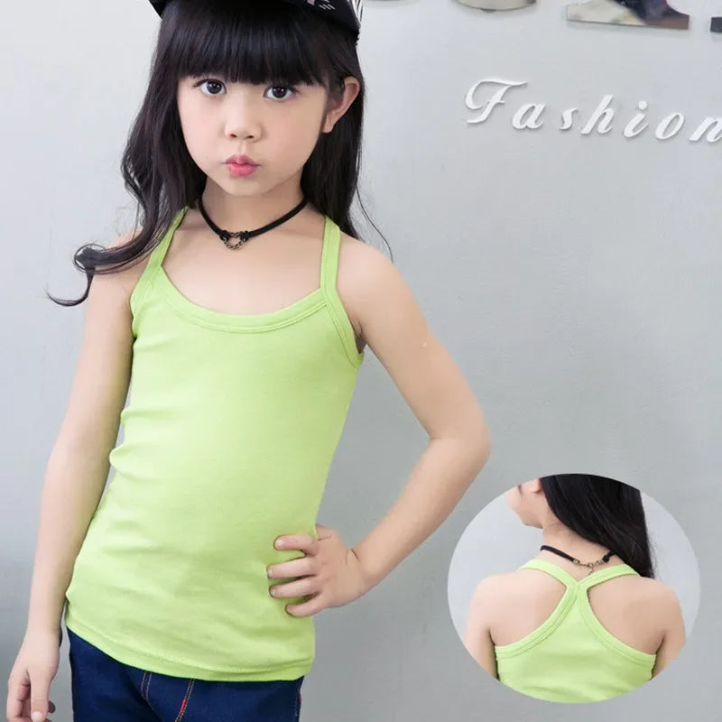 Kids Cotton Sleeveless Tank Top – Solid Colours, 2–11 Years