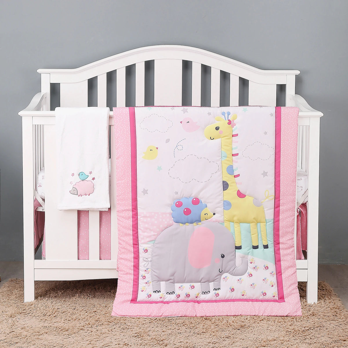 Giraffe Theme Cot Bedding Set Unisex Animal-Pattern Breathable Fabric