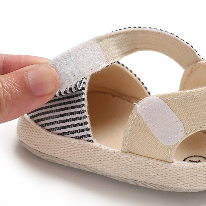 Bow Canvas Baby Girls Sandals, Summer Soft Sole Comfortable Lightweight Casual Walking Shoes