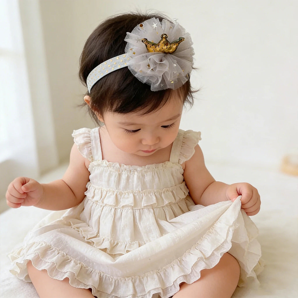 Sweet Cute Baby Hairbands Girls Princess Glitter Crown Headwear Lace Mesh Gauze Party Elastic Headbands Kids Hair Accessories
