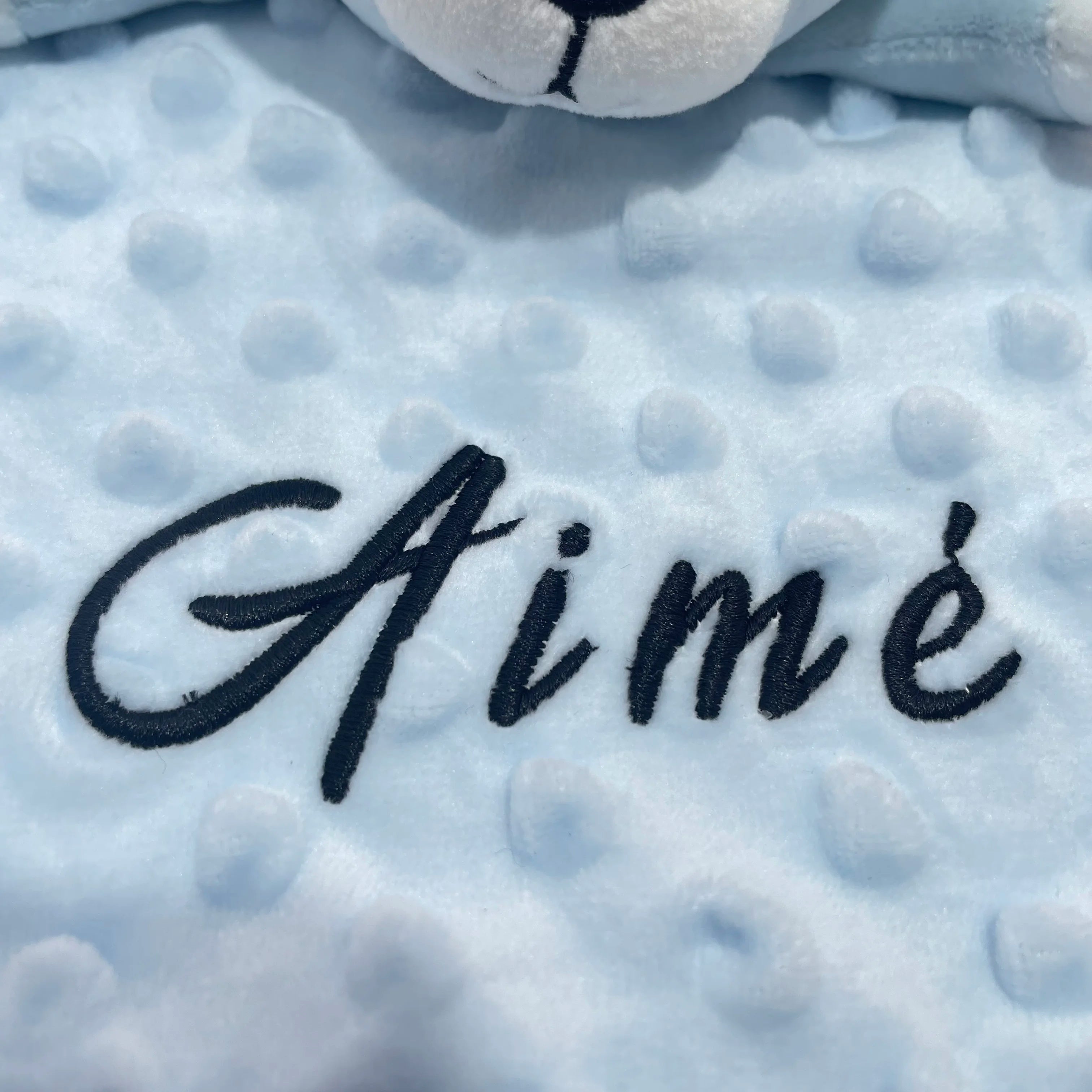 Personalized Newborn Baby Comforter Custom Minky Security Blanket with Teether Bunny Elephant Baby Shower Gift